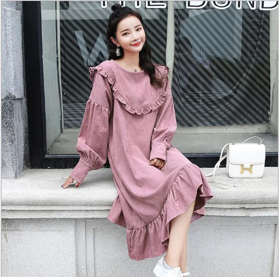 Korean Pink Autumn Winter Women Oversized Long Dress Plus Size Corduroy Vestido Mujer Elegant Vintage Ruffles Ladies Dress PV256
Korean Pink Autumn Winter Women Oversized Long Dress Plus Size Corduroy Vestido Mujer Elegant Vintage Ruffles Ladies Dress PV256