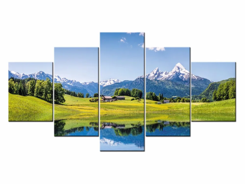 

Latest Wall Decor 5 Panel Modern Wall Art Home Decoration Painting Canvas Prints Pictures Beautiful landscape Framed/J020-A003