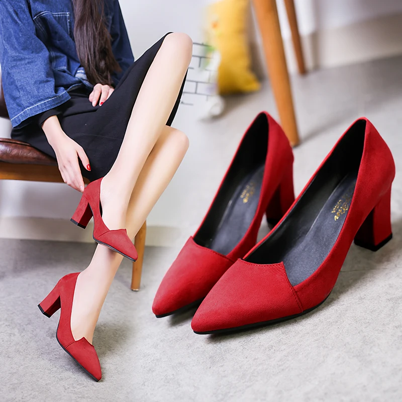 2019 spring new thick high heel black suede single shoes pointed toe mujer head with wild women's pumps shoes free shipping
2019 spring new thick high heel black suede single shoes pointed toe mujer head with wild women's pumps shoes free shipping