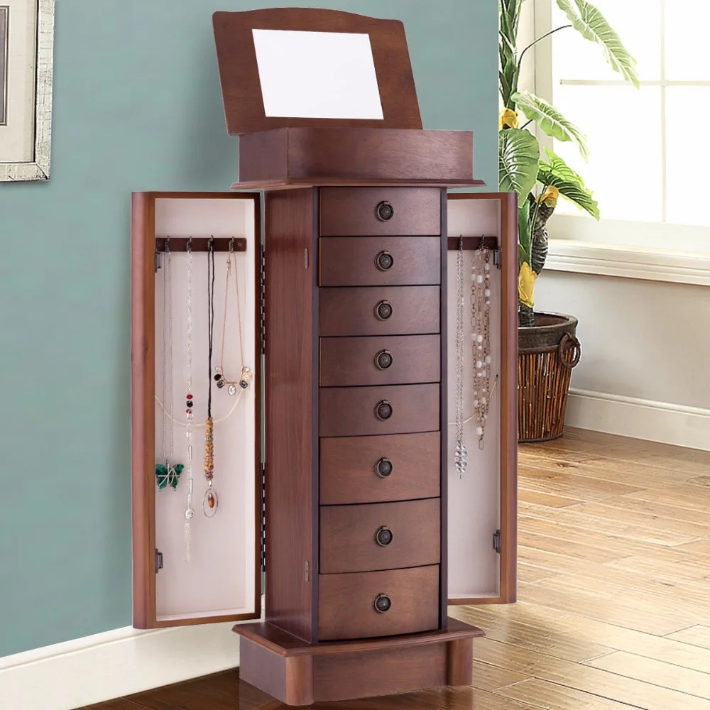 Giantex Jewelry Cabinet Armoire Storage Chest Box Stand Organizer