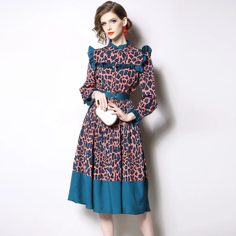 CBAFU high quality designer runway leopard print dress women casual chiffon pleated long dress ruffles vintage vestidos D495
CBAFU high quality designer runway leopard print dress women casual chiffon pleated long dress ruffles vintage vestidos D495
