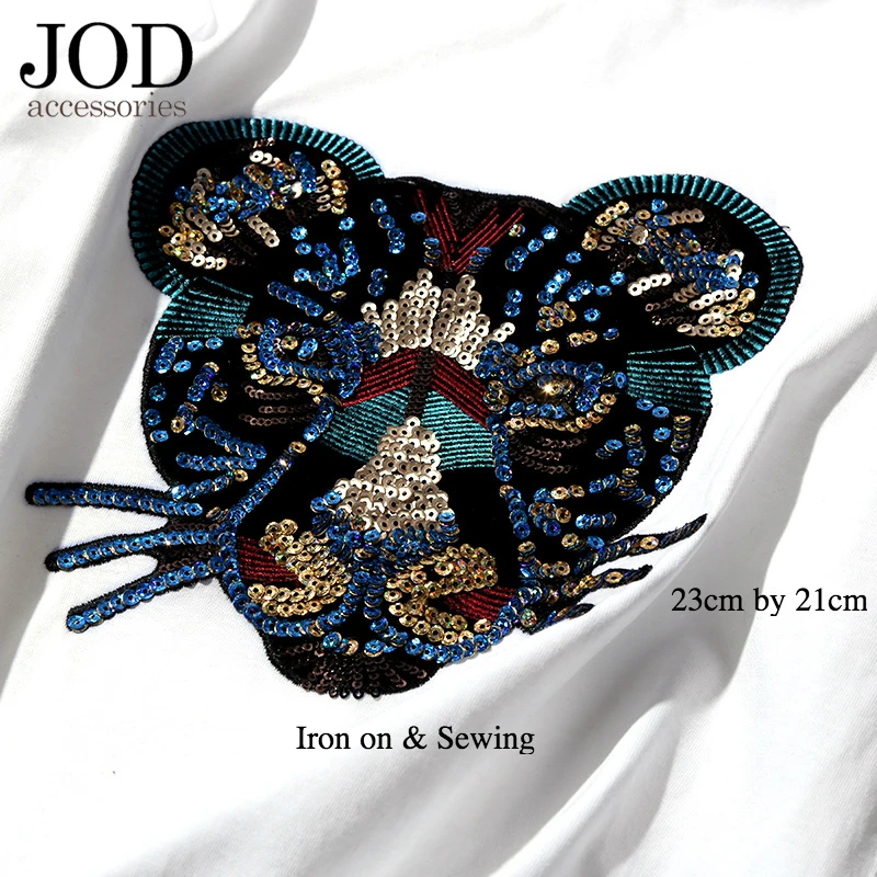 JOD Large Bead Applique Embroidery Brand Leopard Head Cloth Patch Iron on T-shirt Sewing Patch Applications Repair Sticker
JOD Large Bead Applique Embroidery Brand Leopard Head Cloth Patch Iron on T-shirt Sewing Patch Applications Repair Sticker
