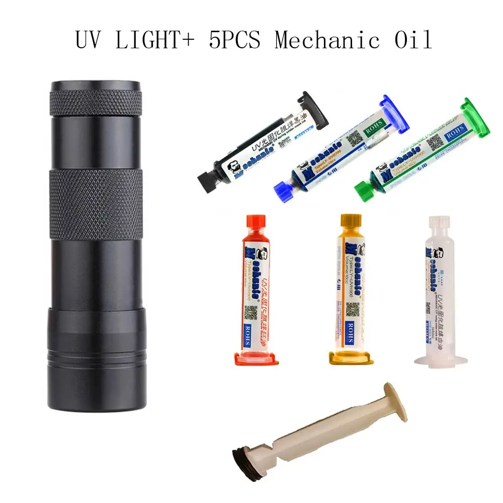 MECHANIC 10ML GREEN UV SOLDER MASK PCB BGA PAINT PREVENT CORROSIVE ARCING Soldering Welding Fluxes Oil+ 12led UV light+plunger
MECHANIC 10ML GREEN UV SOLDER MASK PCB BGA PAINT PREVENT CORROSIVE ARCING Soldering Welding Fluxes Oil+ 12led UV light+plunger