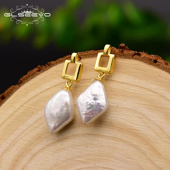 GLSEEVO 925 Sterling Silver Natural Baroque Rhombus Pearl Stud Earrings For Women Christmas Gift Earrings Fine Jewelry GE0626
GLSEEVO 925 Sterling Silver Natural Baroque Rhombus Pearl Stud Earrings For Women Christmas Gift Earrings Fine Jewelry GE0626