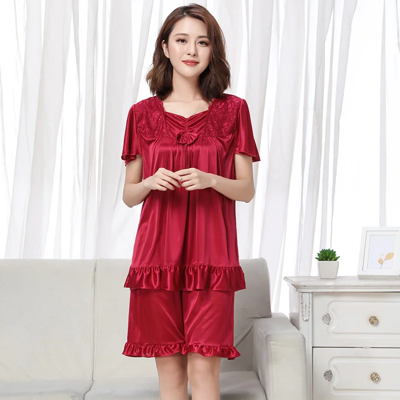 Free Shipping 2018 Women Summer Plus Size Ice Silk Nightgown Female Large Size Short Sleeve sleepwear Set and Homewear Pajamas
Free Shipping 2018 Women Summer Plus Size Ice Silk Nightgown Female Large Size Short Sleeve sleepwear Set and Homewear Pajamas