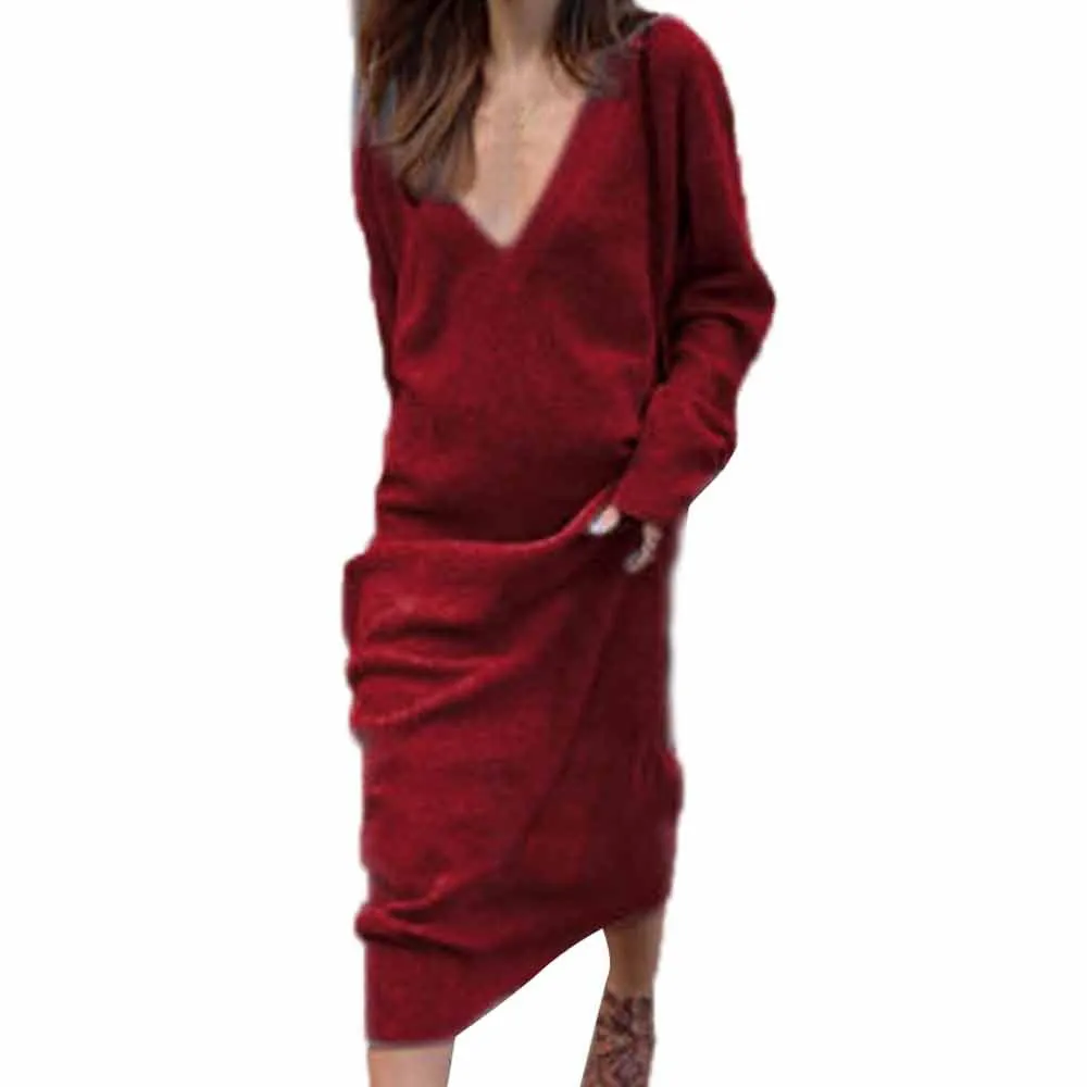 Autumn Ladies Elegant Loose Casual Knitted Long Dress Women Spring V-Neck Long Sleeve Solid Jumper Shirt Maxi Party Dresses #LH
Autumn Ladies Elegant Loose Casual Knitted Long Dress Women Spring V-Neck Long Sleeve Solid Jumper Shirt Maxi Party Dresses #LH
