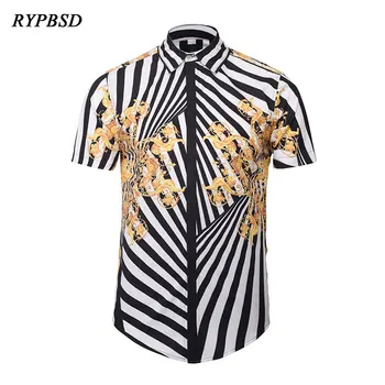 Summer New 2019 Fashion Vintage Creative 3D Print Floral Black White Striped Shirt Men Single-Breasted Short Sleeve Dress Shirts
Summer New 2019 Fashion Vintage Creative 3D Print Floral Black White Striped Shirt Men Single-Breasted Short Sleeve Dress Shirts