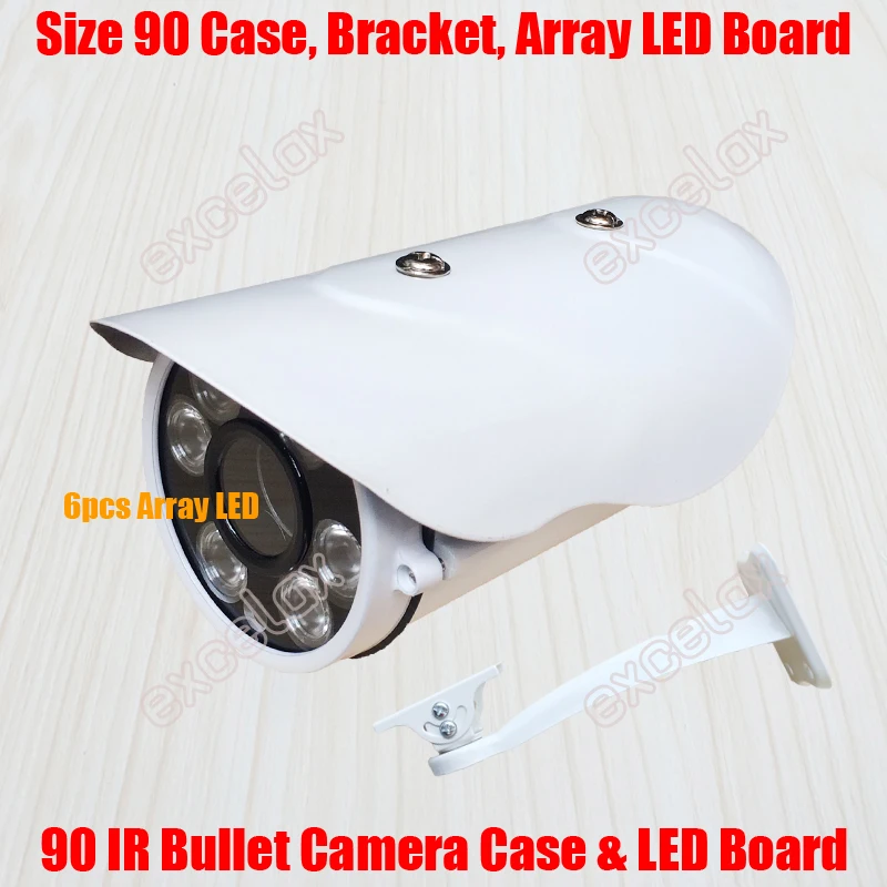 Waterproof IR Bullet Camera Case & Bracket & 6pcs Array IR LED Board Size 90mm Aluminum Alloy IP66 Outdoor Camera Casing Housing
Waterproof IR Bullet Camera Case & Bracket & 6pcs Array IR LED Board Size 90mm Aluminum Alloy IP66 Outdoor Camera Casing Housing