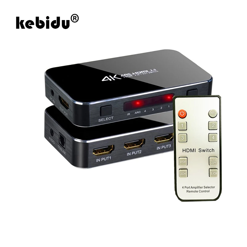 kebidu HDMI Splitter Switch 2.0 4K HDMI 2.0 Switch 4x1 4 In 1 Out HDMI Switch Audio Extractor With ARC For Nintend HDTV for PS4
kebidu HDMI Splitter Switch 2.0 4K HDMI 2.0 Switch 4x1 4 In 1 Out HDMI Switch Audio Extractor With ARC For Nintend HDTV for PS4