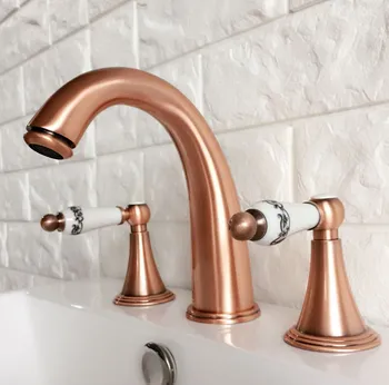 Antique Red Copper Brass Deck Mounted Dual Ceramic Handles Widespread Bathroom 3 Holes Basin Faucet Mixer Taps mrg037
Antique Red Copper Brass Deck Mounted Dual Ceramic Handles Widespread Bathroom 3 Holes Basin Faucet Mixer Taps mrg037