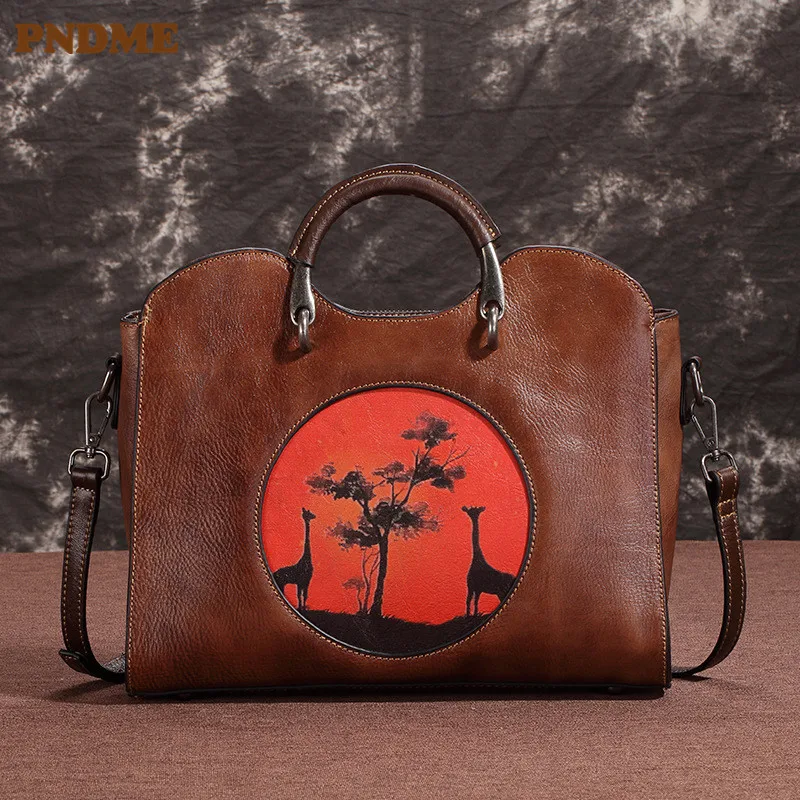 PNDME fashion vintage handmade embossed large capacity genuine leather cowhide ladies handbag women's shoulder messenger bags
PNDME fashion vintage handmade embossed large capacity genuine leather cowhide ladies handbag women's shoulder messenger bags