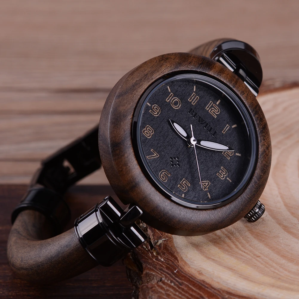 BEWELL Ladies Slimline Wooden Band Quartz Watch BEWELL Ladies Slimline Wooden Band Quartz Watch