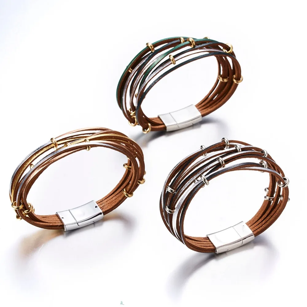 Trendy Cross Bead Magnet Buckle Leather Wrap Bracelets Femme Multilayer Charm Bracelet & Bangle Women Fashion Party Jewelry Gift 
Trendy Cross Bead Magnet Buckle Leather Wrap Bracelets Femme Multilayer Charm Bracelet & Bangle Women Fashion Party Jewelry Gift