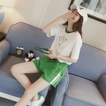Spring Fashion Women Sets Leisure Suit Letter Print Short Sleeve T-shirt High Waist Sports Shorts 2 Piece Set Women Track Suit
Spring Fashion Women Sets Leisure Suit Letter Print Short Sleeve T-shirt High Waist Sports Shorts 2 Piece Set Women Track Suit