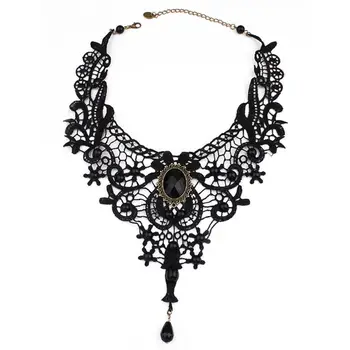 Womens Vintage Retro Gothic Rhinestone Jewelry Pendant Necklace Hollowed Out Embroidered Lace Collar Choker Beaded Chain Party
Womens Vintage Retro Gothic Rhinestone Jewelry Pendant Necklace Hollowed Out Embroidered Lace Collar Choker Beaded Chain Party