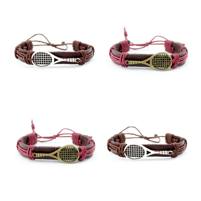New Fashion Alloy Badminton Racket Charm Leather Bracelet Sports Adjustable Bracelets & Bangles For Man And Woman 10pcs/lot
New Fashion Alloy Badminton Racket Charm Leather Bracelet Sports Adjustable Bracelets & Bangles For Man And Woman 10pcs/lot
