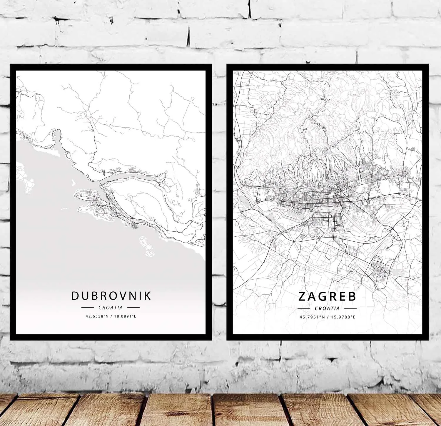 Dubrovnik Zagreb Croatia Map Poster | Дом и сад