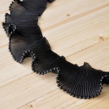 Black retro beaded edge ruffle gauze lace trim Handmade lace accessories 6cm width 20 yards/lot
Black retro beaded edge ruffle gauze lace trim Handmade lace accessories 6cm width 20 yards/lot