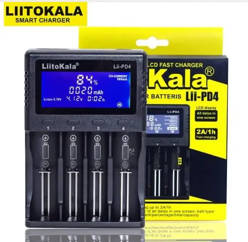 

Liitokala Lii-PD4 LCD 3.7 v 18650 18350 18500 16340 21700 10440 14500 26650 1.2 v AA AAA NiMH au lithium Battery charger