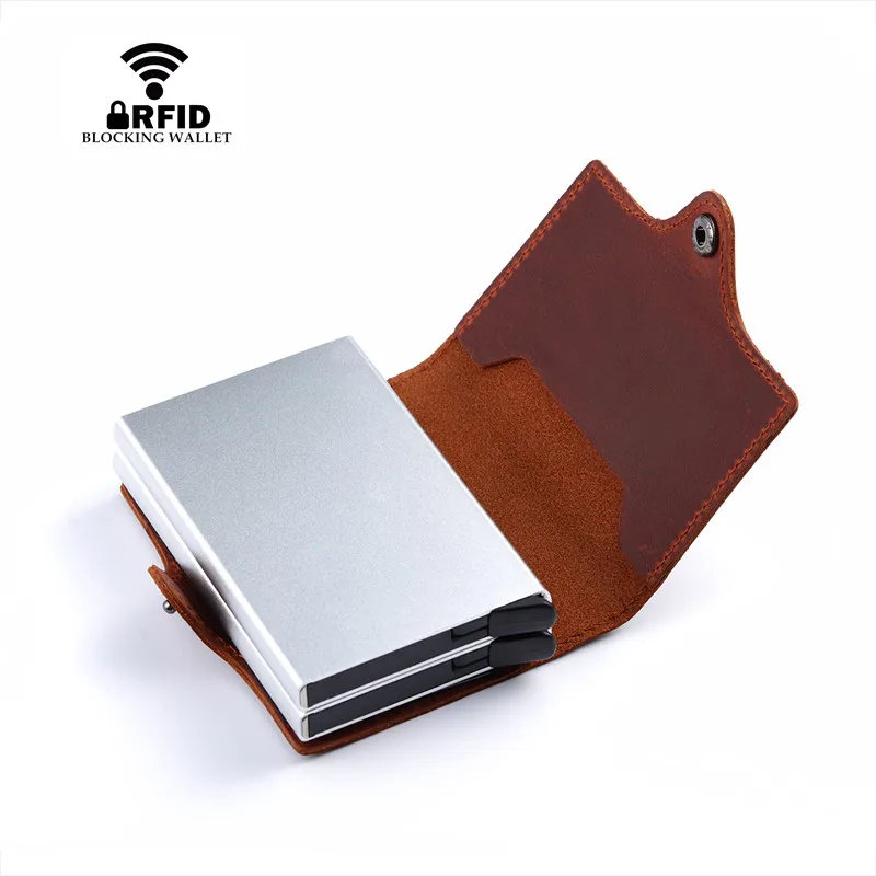 ZOVYVOL 100% Genuine Leather Aluminum Wallet ID Card Holder RFID Blocking Mini Magic Wallet Automatic Credit Card Coin Purse
ZOVYVOL 100% Genuine Leather Aluminum Wallet ID Card Holder RFID Blocking Mini Magic Wallet Automatic Credit Card Coin Purse