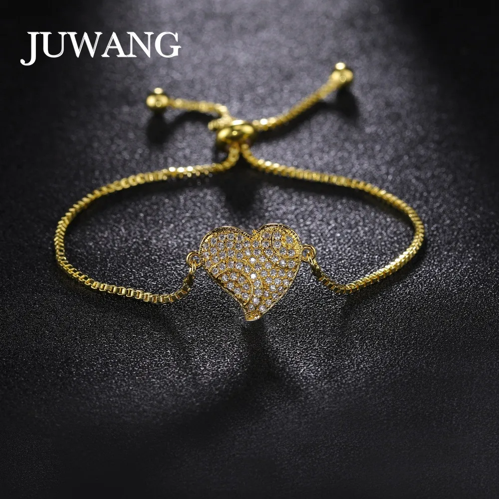 JUWANG Cubic Zirconia Micro Pave Heart Shape Bracelet for Women Adjustable Gold Chain Crystal Charm Bracelet Femme Gift Jewelry
JUWANG Cubic Zirconia Micro Pave Heart Shape Bracelet for Women Adjustable Gold Chain Crystal Charm Bracelet Femme Gift Jewelry