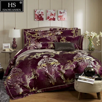 Palace Style Paisley Queen King Size Gold Purple Jacquard Bedding Set Sateen Cotton 1 Duvet Cover 1 Bed sheet 2 Pillow case
Palace Style Paisley Queen King Size Gold Purple Jacquard Bedding Set Sateen Cotton 1 Duvet Cover 1 Bed sheet 2 Pillow case