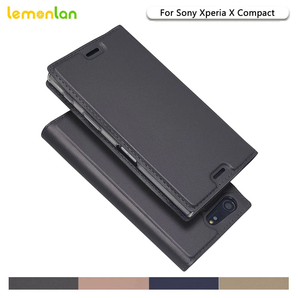 Lemonlan для sony X Compact чехол Роскошный кожаный флип кошелек Обложка книги телефона Xperia