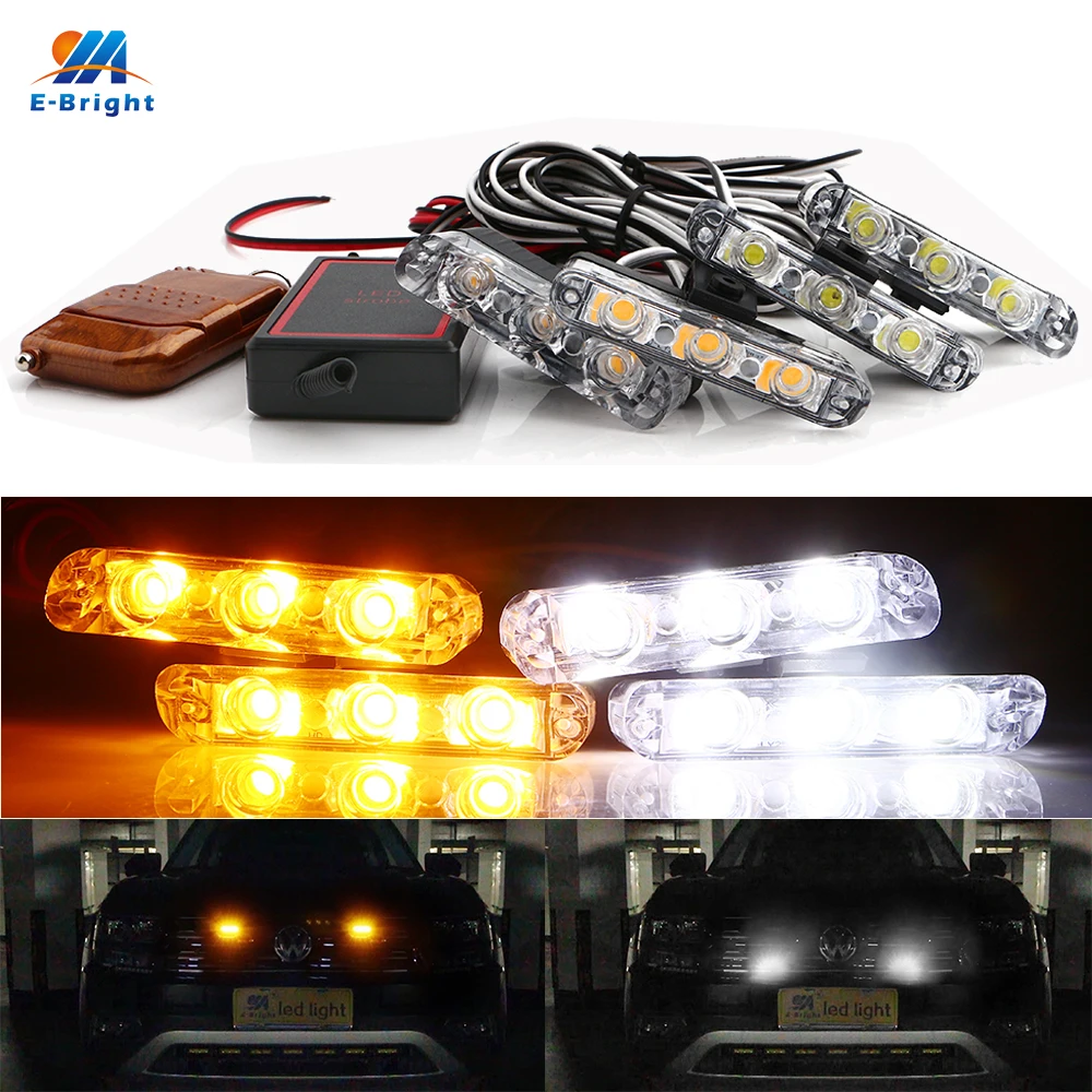 YM E-Bright 1Set 4X3SMD Strobe With Memory Flash Led Warning Light Day Lights 12V DC Wireless Remote DRL White Amber Blue Red
YM E-Bright 1Set 4X3SMD Strobe With Memory Flash Led Warning Light Day Lights 12V DC Wireless Remote DRL White Amber Blue Red