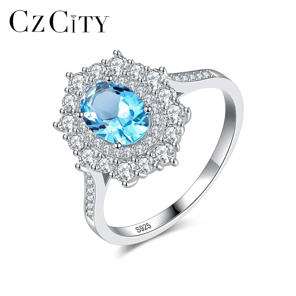 CZCITY High Quality Big Sky Blue Topaz Brilliant Rings for Women 100% 925 Sterling Silver Flower Bridal Engagement Rings Jewelry
CZCITY High Quality Big Sky Blue Topaz Brilliant Rings for Women 100% 925 Sterling Silver Flower Bridal Engagement Rings Jewelry