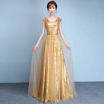 Luxury Gold Long Dress Evening 2018 New Sequined Gorgeous Prom Gowns Beading Tulle Women Formal Dress Elegant Party Dresses G203
Luxury Gold Long Dress Evening 2018 New Sequined Gorgeous Prom Gowns Beading Tulle Women Formal Dress Elegant Party Dresses G203