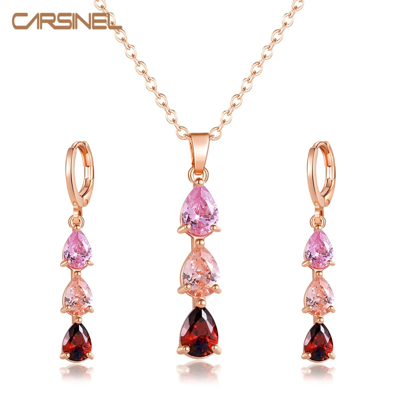 CARSINE Brand Colorful Water Drop Cubic Zirconia Bridal Jewelry Sets For Women Plated Necklaces Earrings Sets JS0629
CARSINE Brand Colorful Water Drop Cubic Zirconia Bridal Jewelry Sets For Women Plated Necklaces Earrings Sets JS0629