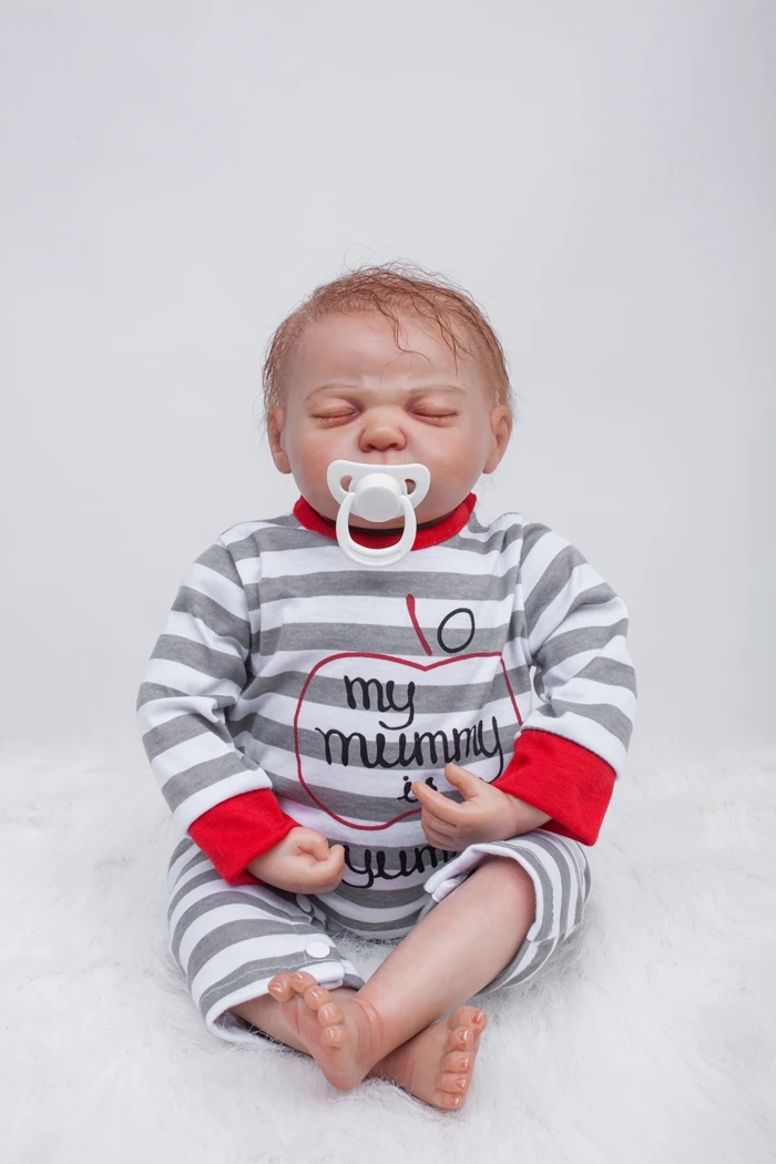 48cm Silicone reborn dolls, lifelike doll reborn Cute Gray striped clothes rooted hair boy cloth body dollKid bebe Playmate Gift
48cm Silicone reborn dolls, lifelike doll reborn Cute Gray striped clothes rooted hair boy cloth body dollKid bebe Playmate Gift
