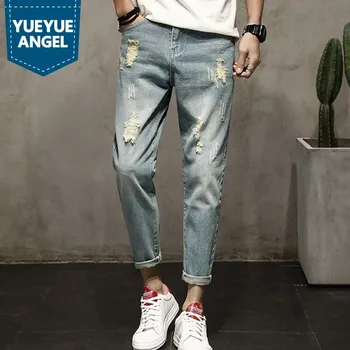 Spring Summer Men Ankle Length Jeans Washed Hole Ripped Boys Student Casual Fashion Slim Fit Skinny Pants Male Denim Trousers
Spring Summer Men Ankle Length Jeans Washed Hole Ripped Boys Student Casual Fashion Slim Fit Skinny Pants Male Denim Trousers