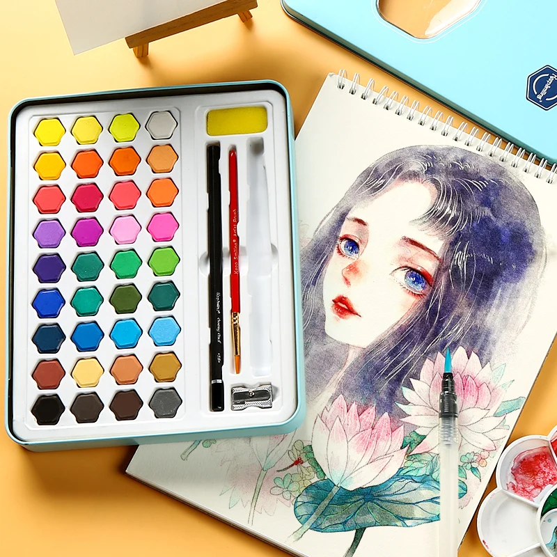 BGLN solid watercolor paint portable powder blue iron box beginner professional hand-painted children's art supplies
BGLN solid watercolor paint portable powder blue iron box beginner professional hand-painted children's art supplies