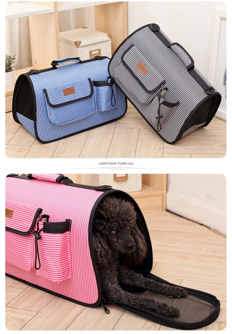 Soft Sided Pet Carrier Airline Approved Under Seat Travel Portable Pet Carrier Fashion Striped Pet Bag for Small Dogs Cats4