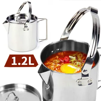 Outdoor Stainless Steel Kettle 1.2l Hiking Camping Teapot Portable Hanging Pot Cooker Coffee Picnic
Outdoor Stainless Steel Kettle 1.2l Hiking Camping Teapot Portable Hanging Pot Cooker Coffee Picnic