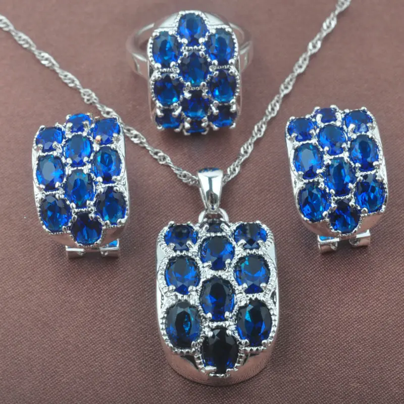 Unique Blue Zirconia CZ Women's 925 Sterling Silver Jewelry Sets Necklace Pendant Earrings Ring TZ0520
Unique Blue Zirconia CZ Women's 925 Sterling Silver Jewelry Sets Necklace Pendant Earrings Ring TZ0520