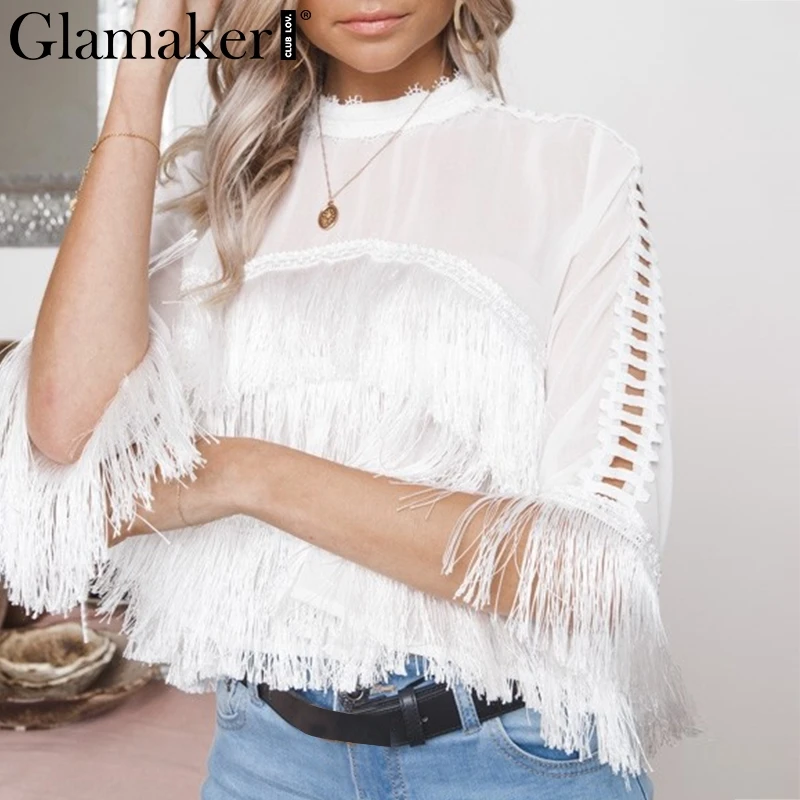 Glamaker Chiffon sollid sexy tassel blouse 2019 Women midi sleeve o neck casual shirt Female summer party blouse feminines shirt
Glamaker Chiffon sollid sexy tassel blouse 2019 Women midi sleeve o neck casual shirt Female summer party blouse feminines shirt