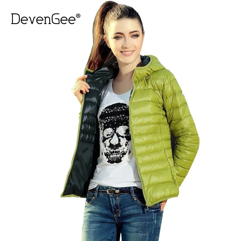 Женская Стеганая куртка DevenGee Chaquetas Mujer Базовая с длинным рукавом и капюшоном 0346
