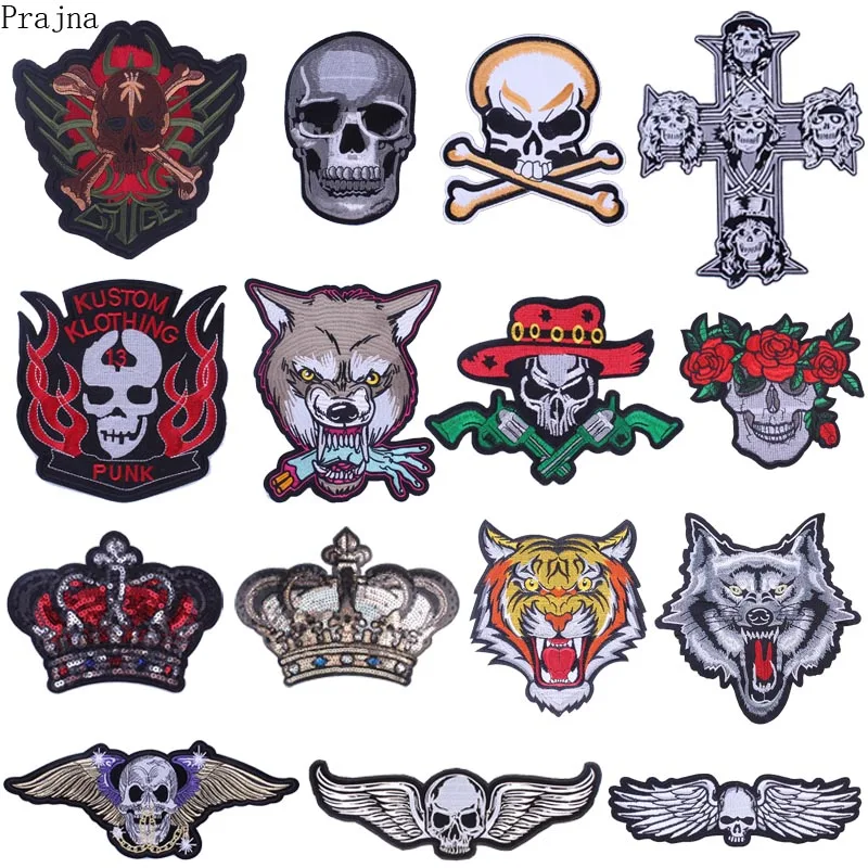 Prajna Free Biker Decals Patches Skull Tiger Patch Guns Roses Applique Iron On Cross Patch Embroidered Patches For Clothes Vest
Prajna Free Biker Decals Patches Skull Tiger Patch Guns Roses Applique Iron On Cross Patch Embroidered Patches For Clothes Vest