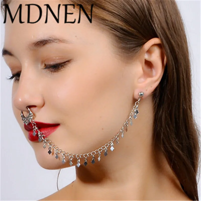 New Bohemian Indian Africa Fake Nose Septum Long Chain Tassel Earrings For Women Ethnic Dangle Earings Statement Jewelry
New Bohemian Indian Africa Fake Nose Septum Long Chain Tassel Earrings For Women Ethnic Dangle Earings Statement Jewelry