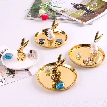Nordic Ceramic Jewelry Plate Ins Rabbit Small Objects Storage Tray Ring Holder Home Decoration Plate Four Color
Nordic Ceramic Jewelry Plate Ins Rabbit Small Objects Storage Tray Ring Holder Home Decoration Plate Four Color