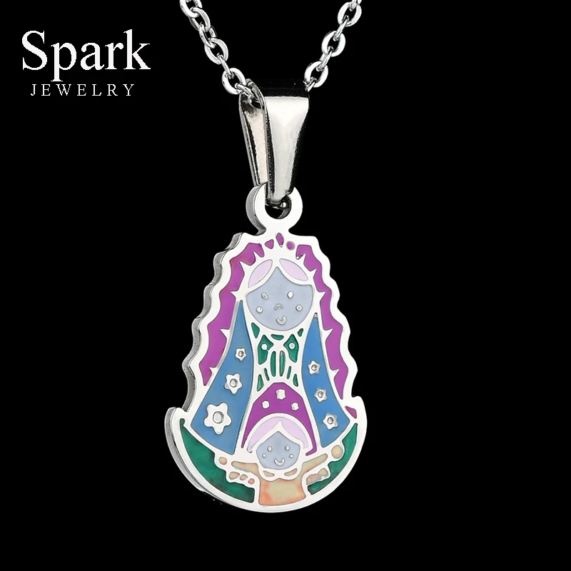 Religious Stainless Steel Virgin Mary Necklace Catholic Lady Of Guadalupe Necklace Cartoon Colorful Figure Chain Necklace
Religious Stainless Steel Virgin Mary Necklace Catholic Lady Of Guadalupe Necklace Cartoon Colorful Figure Chain Necklace
