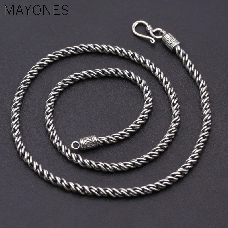 4.5mm Classic S925 Sterling Silver Retro Thai Silver Vintage Style Custom Made Jewelry Twisted Rope Necklace for Men And Women
4.5mm Classic S925 Sterling Silver Retro Thai Silver Vintage Style Custom Made Jewelry Twisted Rope Necklace for Men And Women