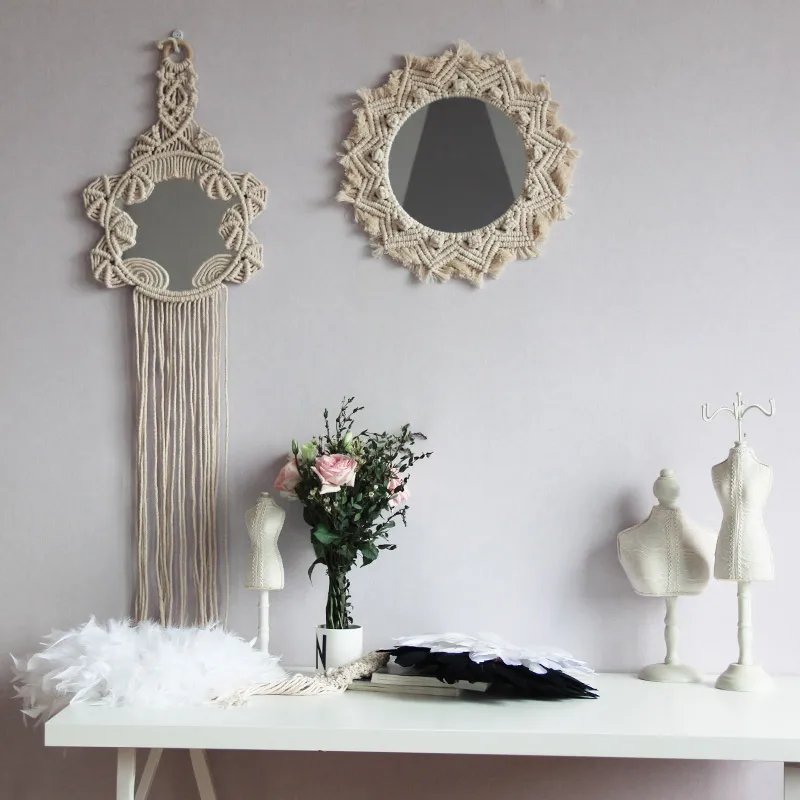 Macrame Mirror Tapestry Wall Hanging Decorations Handmade Mirror Tapestry Bohemian Decoration for Home
Macrame Mirror Tapestry Wall Hanging Decorations Handmade Mirror Tapestry Bohemian Decoration for Home