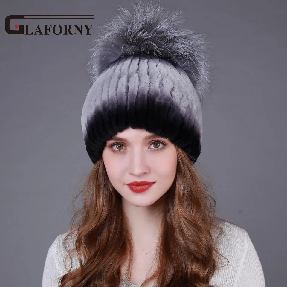 Glaforny 2017 Knitted Rex Rabbit Fur Hats with Big Silver Fox Fur Pompoms Women Warm Fur Beanies Gradient Color Fur Caps Russian
Glaforny 2017 Knitted Rex Rabbit Fur Hats with Big Silver Fox Fur Pompoms Women Warm Fur Beanies Gradient Color Fur Caps Russian