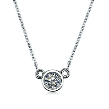 

Fabulous Super 0.5 Carat Ear Shape Diamonds Wedding Pendant Necklace Genuine Sterling Silver Chain, Never Fade