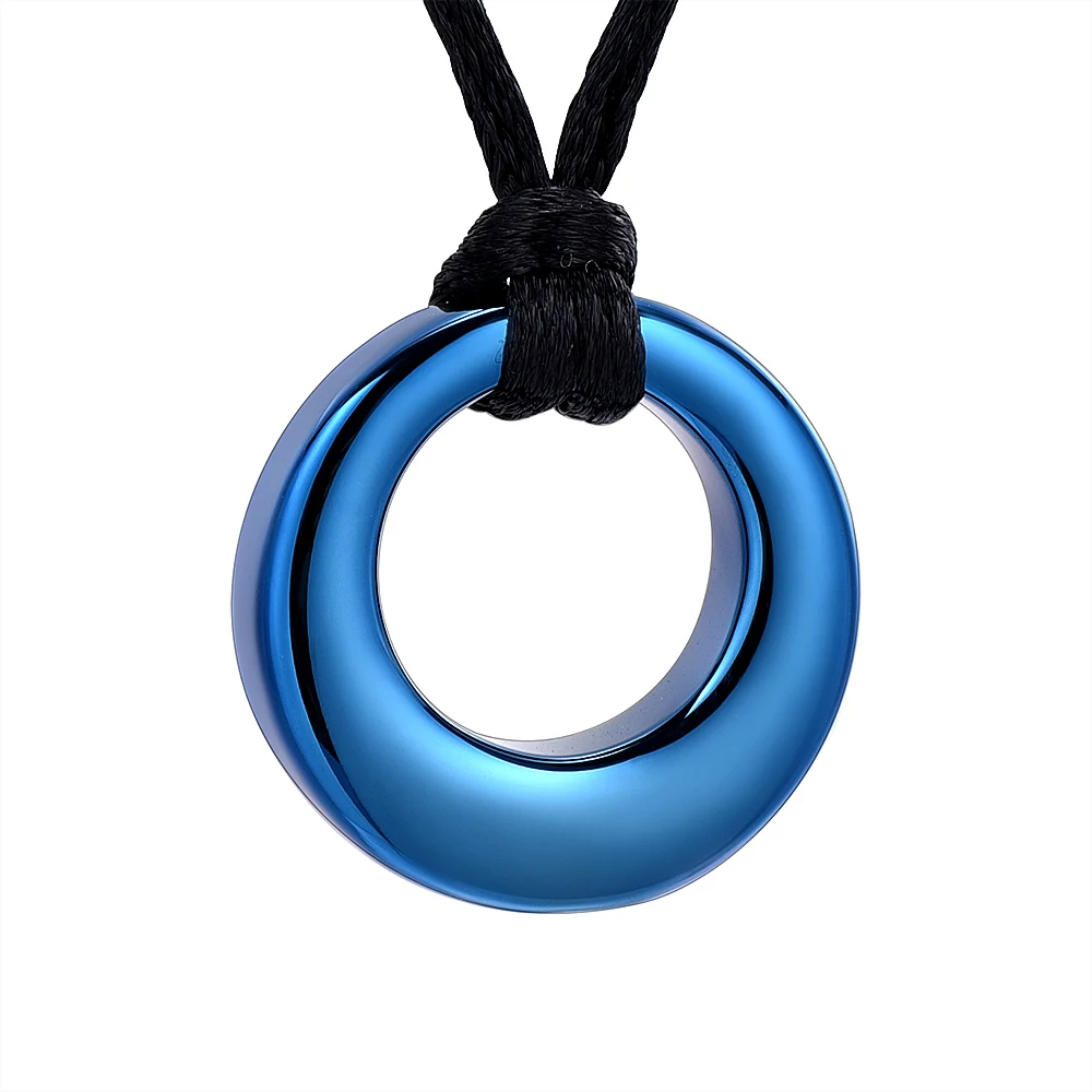 

IJD8390 Blue Color Stainless Steel Cremation Pendant Circle of life Keepsake Memorial Urn Necklace for Women/Men