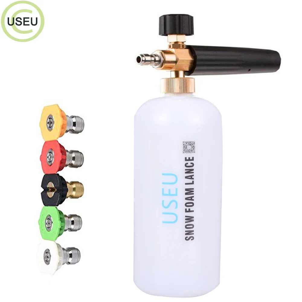 USEU Adjustable Foam Cannon I L Bottle Snow Foam Lance With 1/4" Quick Connector 5 Spray Nozzle Tips for Pressure Washer
USEU Adjustable Foam Cannon I L Bottle Snow Foam Lance With 1/4" Quick Connector 5 Spray Nozzle Tips for Pressure Washer