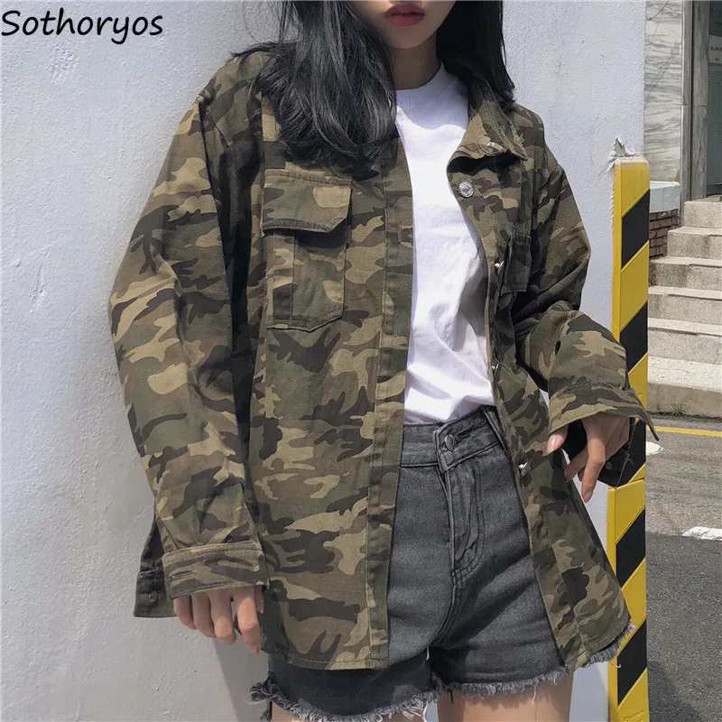 Jackets Women Camouflage Turn-down Collar Single Breasted Pockets European Style Coats Womens Lose BF Ulzzang Students Jakcet
Jackets Women Camouflage Turn-down Collar Single Breasted Pockets European Style Coats Womens Lose BF Ulzzang Students Jakcet